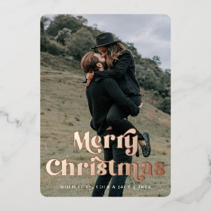 Kerstmis Vet Vintage Lettertype Folie Feestdagenkaart