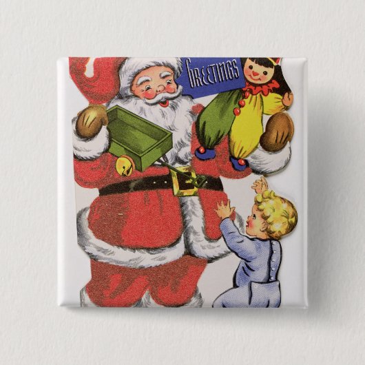 Kerstmis, Victoriaans kerstkaart Vierkante Button 5,1 Cm (Voorkant)