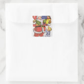Kerstmis, Victoriaans kerstkaart Vierkante Sticker (Tas)