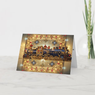 Kerstmis Victoriaanse Elegante Trein Steampunk Whi Feestdagen Kaart