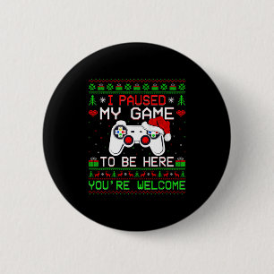 Kerstmis Videospel Horrendelijke Trui Grappige Gam Ronde Button 5,7 Cm