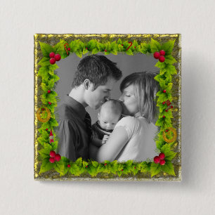 Kerstmis Vierkante Button 5,1 Cm