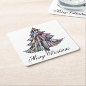 Kerstmis Vierkante Kartonnen Onderzetter (Schuin)