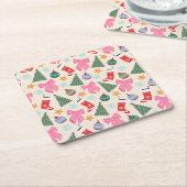 Kerstmis Vierkante Kartonnen Onderzetter (Schuin)