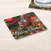 Kerstmis Vierkante Kartonnen Onderzetter (Schuin)