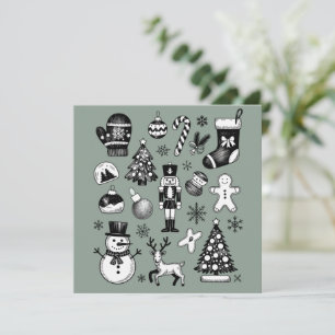 Kerstmis vintage 90er jaren collage retro Kerstmis Feestdagenkaart