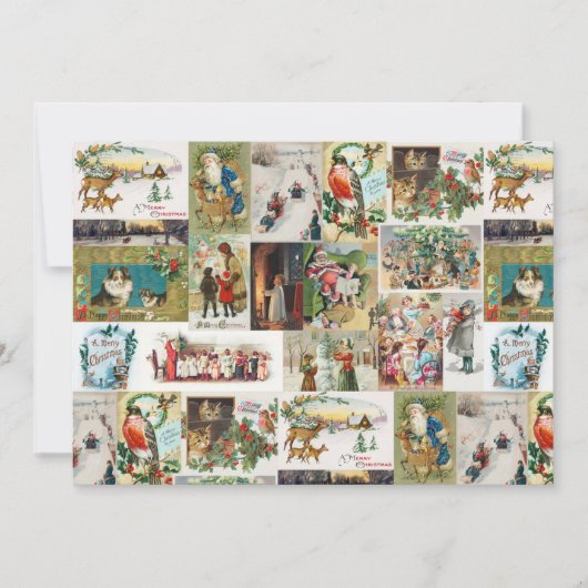 Kerstmis Vintage Antieke Collage Feestdagenkaart (Voorkant)