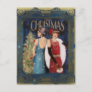 Kerstmis Vintage Art Deco Briefkaart