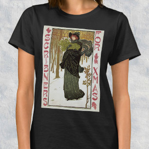 Kerstmis Vintage Art Nouveau Scribners Omslag 1895 T-shirt