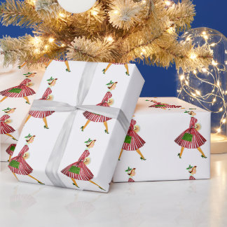 Kerstmis Vintage Dame 1950 Cadeaupapier