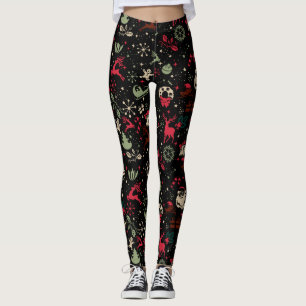Kerstmis Vintage Element Patroon Leggings