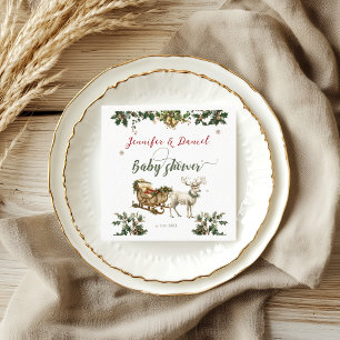 Kerstmis Vintage Herten Slede Vakantie Baby Shower Servet