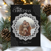 Kerstmis Vintage Kanten Onderleggers Lijst Foto