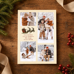 Kerstmis Vintage Kerst slee-ritten fotocollage Feestdagenkaart