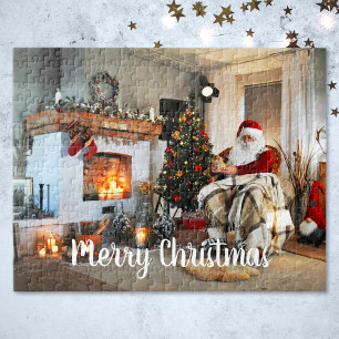 Kerstmis Vintage Kerstman Optionele Tekst Legpuzzel