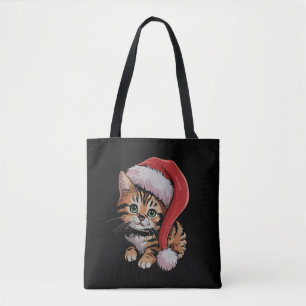 Kerstmis Vintage Kitten Kat Liefhebber Xmas Draagtas