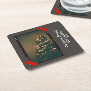 Kerstmis Vintage Opknapper Instant Foto Schrijfmac Vierkante Kartonnen Onderzetter