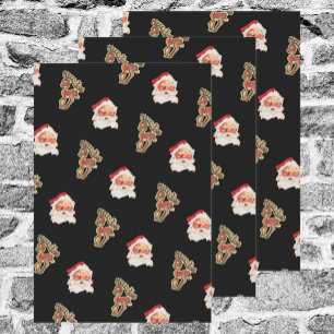 Kerstmis Vintage Patroon, Kerstman Inpakpapier Vel