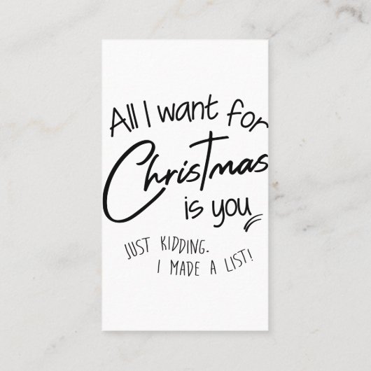 Kerstmis Visitekaartje (Achterkant)