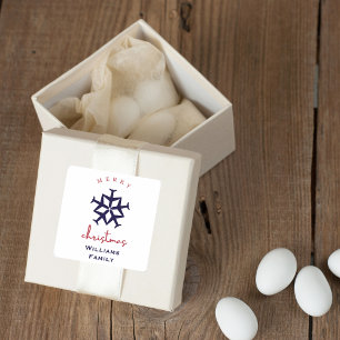 Kerstmis Vliegtuig Sneeuwvlok Minimalistisch Lucht Vierkante Sticker