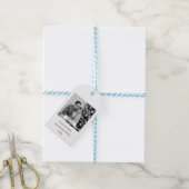 Kerstmis Voeg één foto toe Zwart & Wit Custom Cadeaulabel (Met Touw)