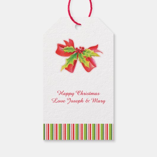 Kerstmis Voeg je eigen foto rood groen cadeau labe Cadeaulabel (Achterkant)