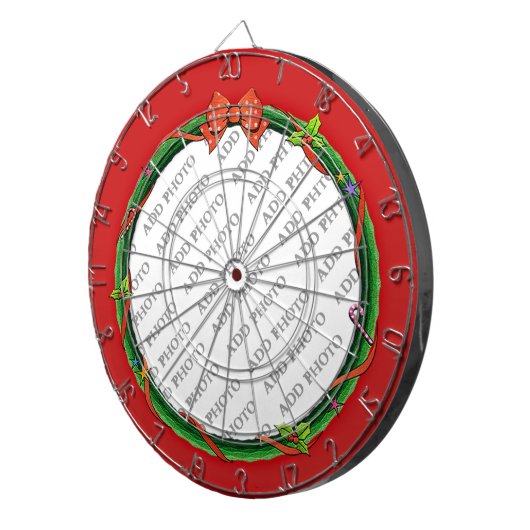 Kerstmis Voeg uw foto en rode achtergrond toe Dartbord (Voorkant Rechts)