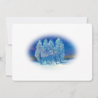 Kerstmis voor bomen besneeuwd schilderij feestdagenkaart