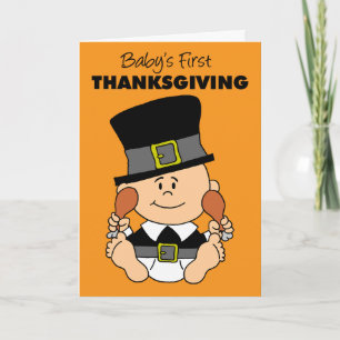 Kerstmis voor de allereerste baby Cute Pilgrim Kaart