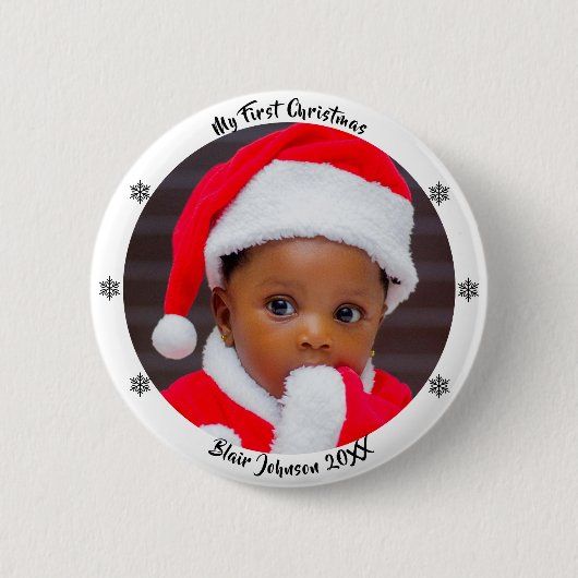Kerstmis voor de allereerste keer ronde button 5,7 cm (Voorkant)