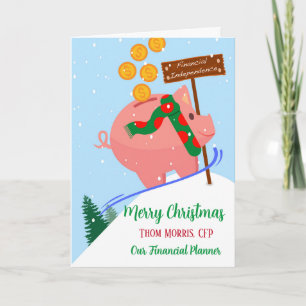 Kerstmis voor de Financial Planner Piggy Bank Kaart