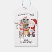 Kerstmis voor de kerstman en de rendierfamilie cadeaulabel (Voorkant)