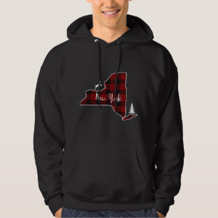 Kerstmis voor familie Red Plaid Herten Tree New Yo Hoodie