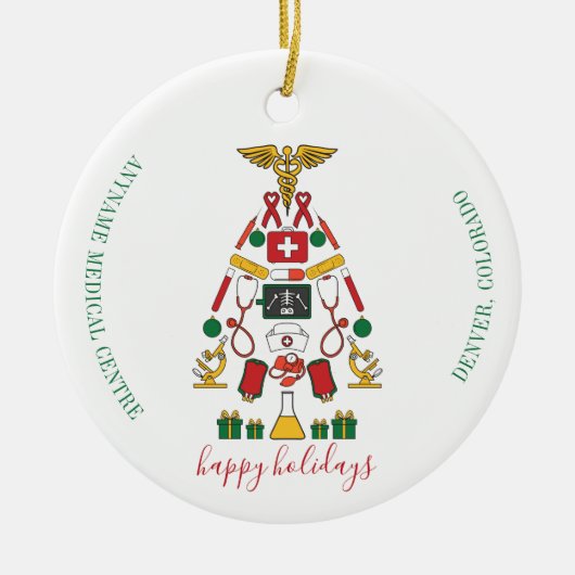Kerstmis voor het medisch centrum van het bedrijf  keramisch ornament (Voorkant)