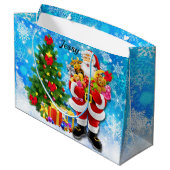 Kerstmis Voor Jong Kind Kerstman Met Cadeaus Toevo Groot Cadeauzakje (Achterkant Gekanteld)