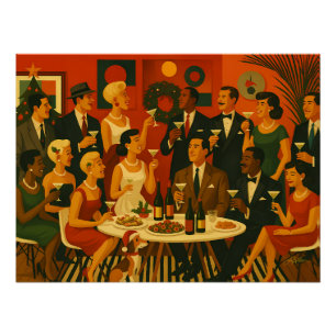 Kerstmis voor Mid Century Modern Martini-intellect Perfect Poster