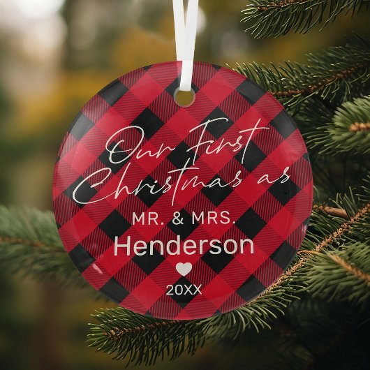 Kerstmis voor Mijnheer & Mevrouw Eerste Kerstmis Glas Ornament