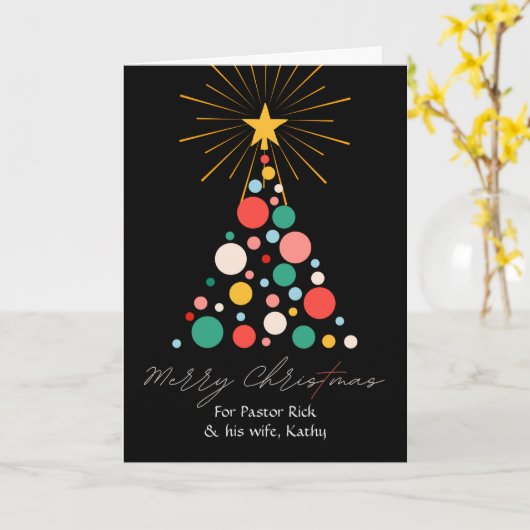 Kerstmis voor predikant en zijn vrouw met kerstboo kaart (Gele Bloem)