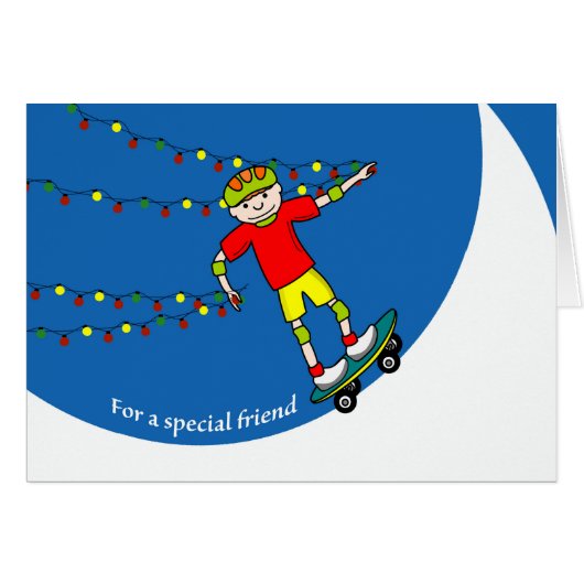Kerstmis voor Vriend, Skateboarder met licht (Voorkant Horizontaal)