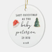 Kerstmis vorig jaar als tweetjes baby aankondiging keramisch ornament (Links)
