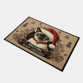 Kerstmis vorstelijke Siamese kat, Santa Kitten Wel Deurmat (Schuin)