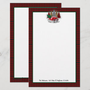 Kerstmis vrachtwagen en bomen briefpapier