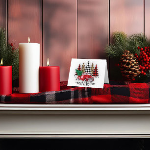 Kerstmis vrachtwagen en bomen feestdagen kaart