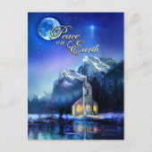 Kerstmis Vrede op Aarde Kerstster & kerk ansichtka Feestdagenkaart (Voorkant)