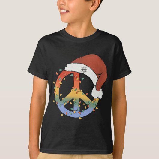 Kerstmis Vrede teken Santa Hat Vrede Kerstmis T-shirt (Voorkant)