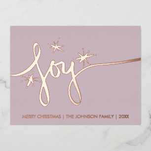 Kerstmis Vreugde Blush Hand Lettering Gedrukt Folie Feestdagen Briefkaart