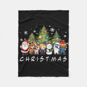 Kerstmis Vrienden Kerstman Rudolph Sneeuwman Famil Fleece Deken