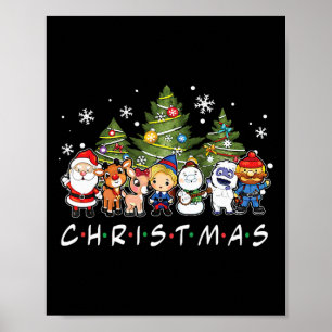 Kerstmis Vrienden Kerstman Rudolph Sneeuwman Famil Poster