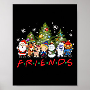 Kerstmis Vrienden Kerstman Rudolph Sneeuwman Famil Poster