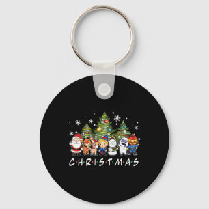 Kerstmis Vrienden Kerstman Rudolph Sneeuwman Famil Sleutelhanger